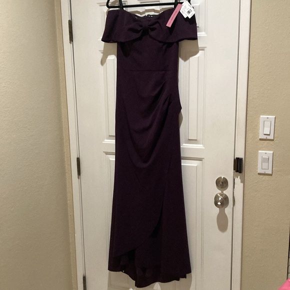 Tanya Strapless Satin Maxi Gown (Eggplant) main image 0